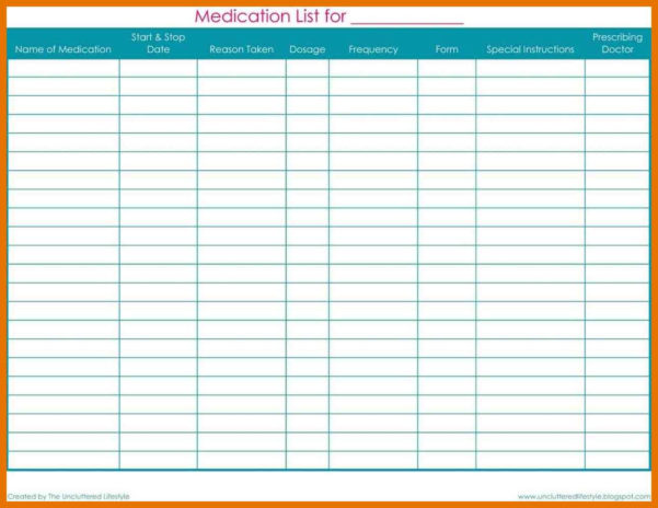 Daily Medication Schedule Spreadsheet In 1011 Medication Tracker 