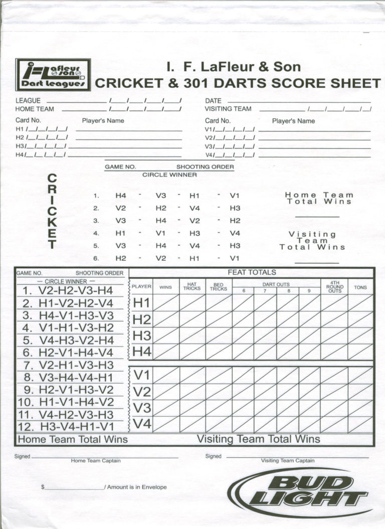 Darts League Excel Spreadsheet Inside Dart Score Sheets Db excel