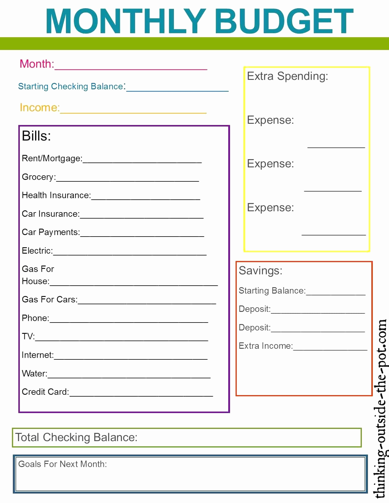 Spending Plan Worksheets