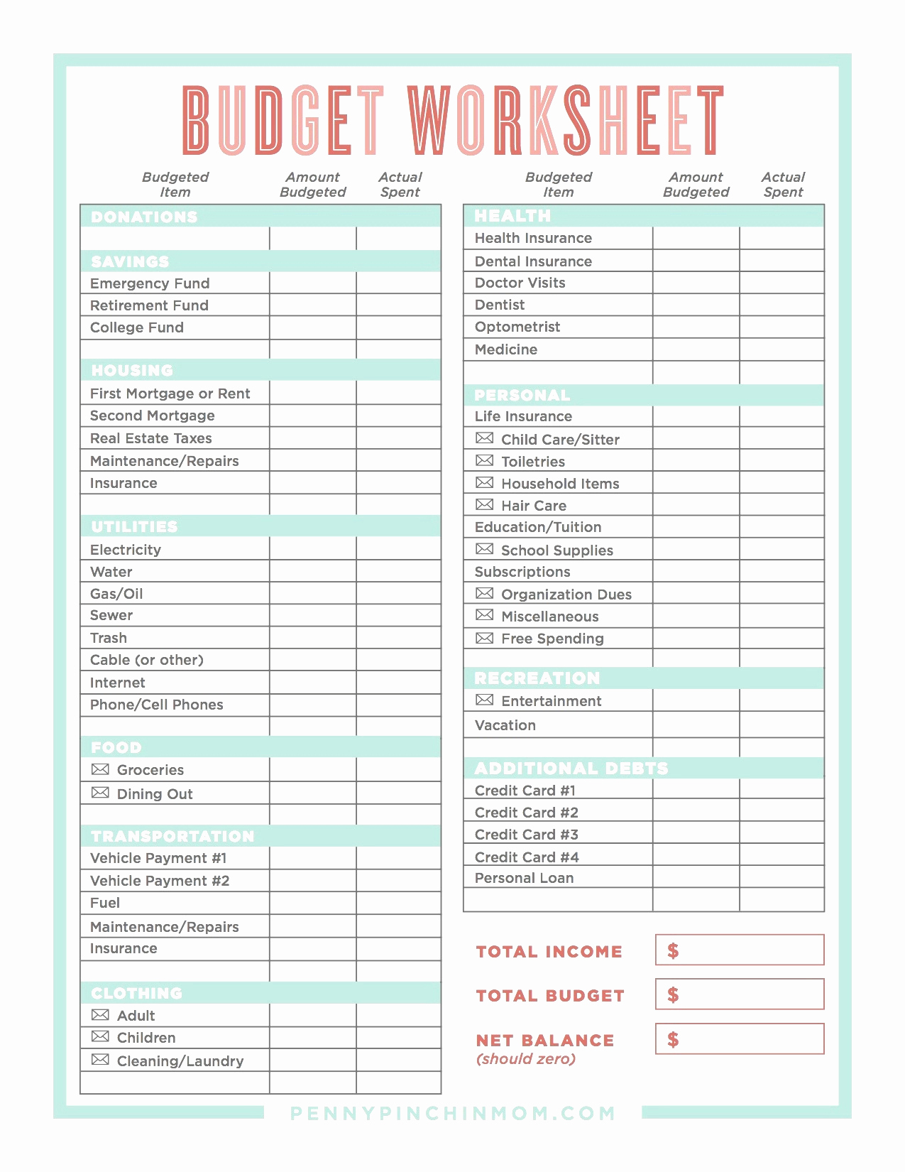 dave ramsey budget forms free download