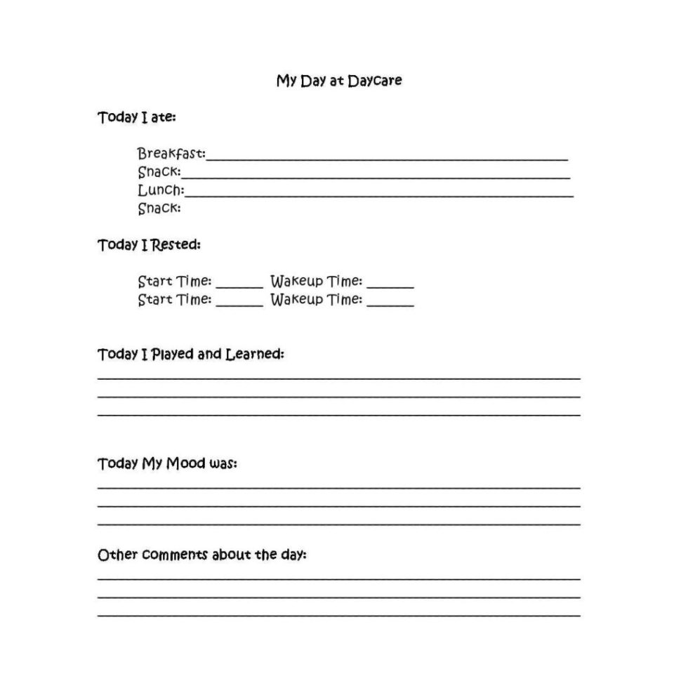 Daycare Payment Spreadsheet For Daycare Infant Daily Report Template Spreadsheet