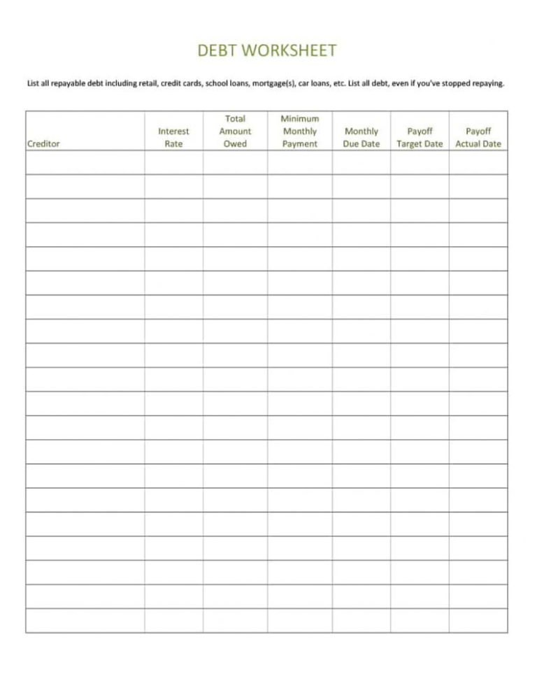 Debt Free Calculator Spreadsheet
