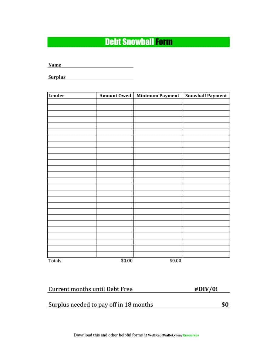 Debt Snowball Free Spreadsheet With 38 Debt Snowball Spreadsheets, Forms  Calculators ❄❄❄