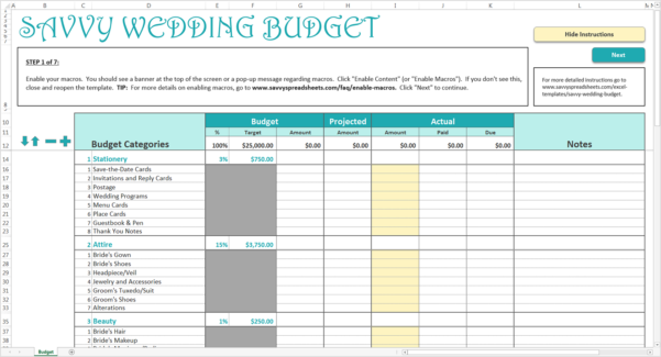 wedding budget planner spreadsheet