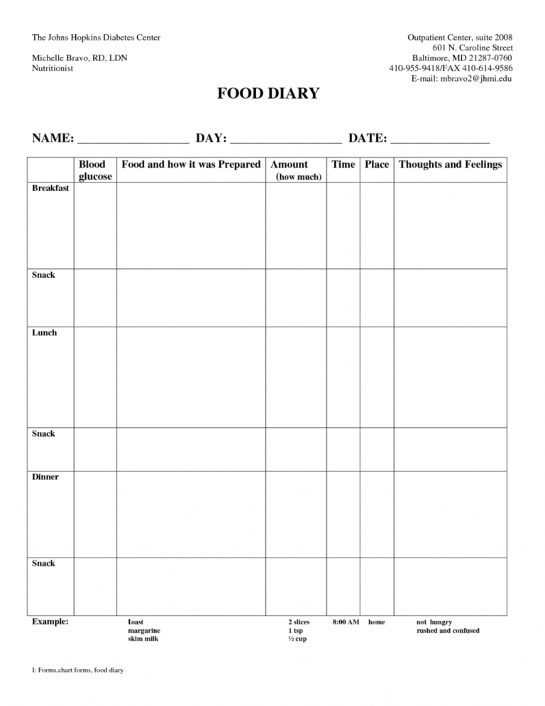 Diabetes Food Log Spreadsheet intended for Example Of Diabetes ...