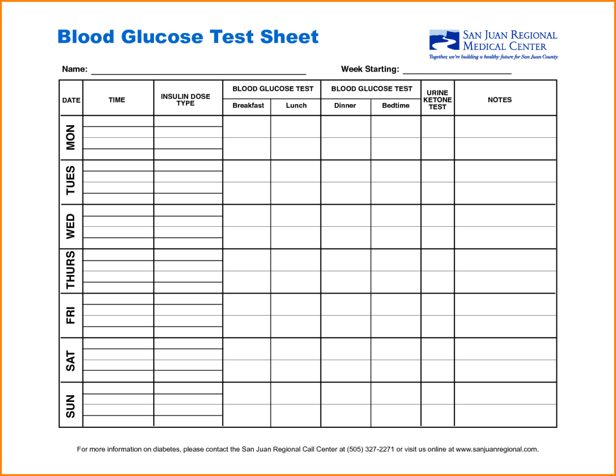 Detailed Printable Glucose Log