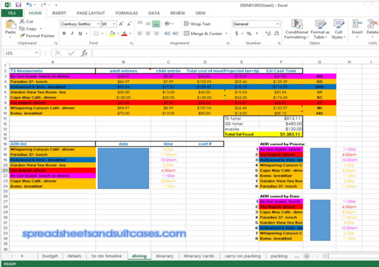 Disney Planning Spreadsheet Download —