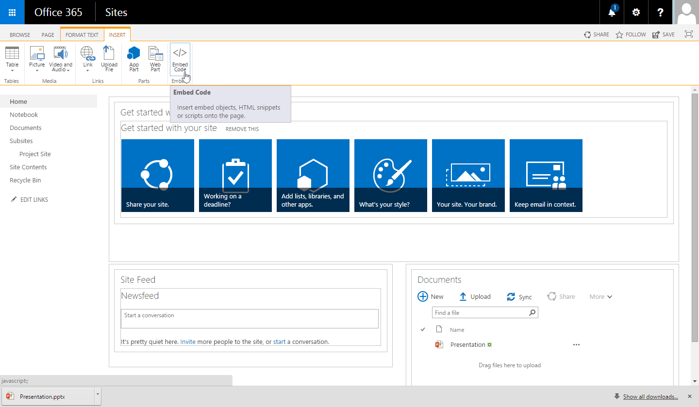 Display Excel Spreadsheet In Sharepoint 2013 With Embedding A Powerpoint Presentation Into A Sharepoint 2013 Page