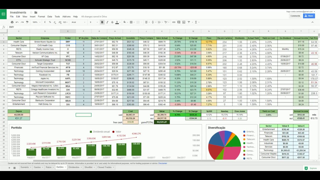 excel dividend tracker