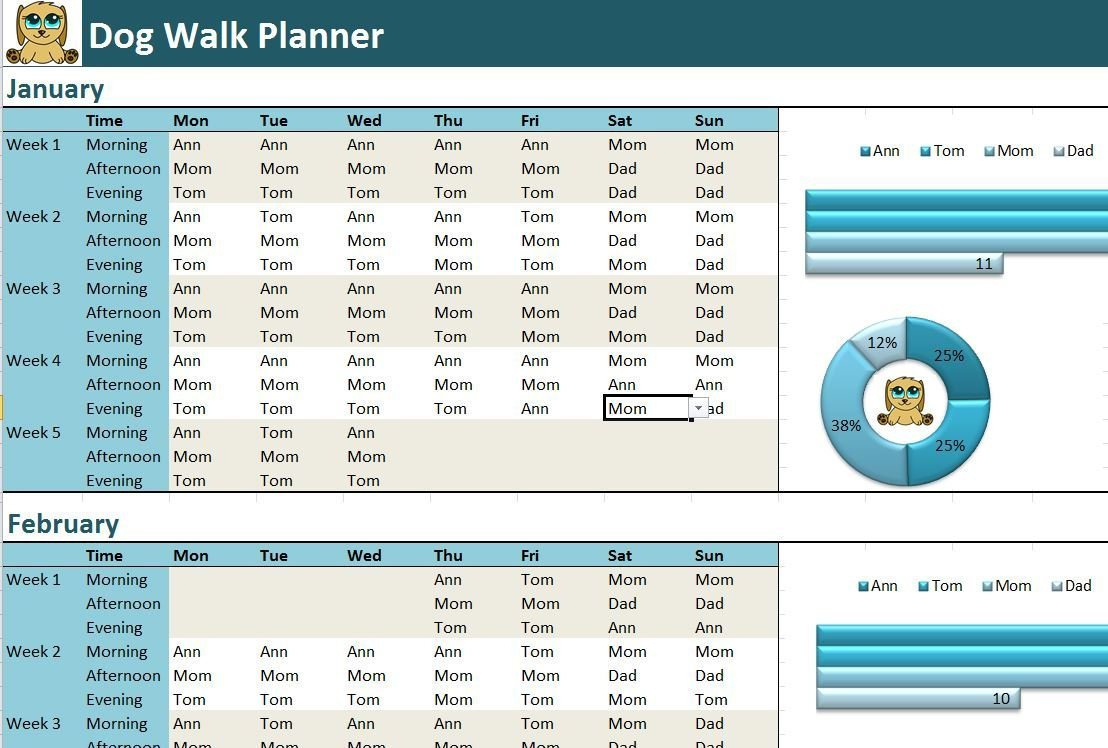 Dog Walking Excel Spreadsheet Intended For Dog Walk Planner Excel Template Activity Diary Spreadsheet  Etsy