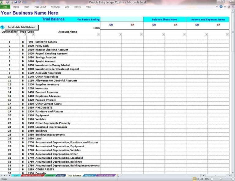 Double Entry Bookkeeping Spreadsheet inside Double Entry Accounting