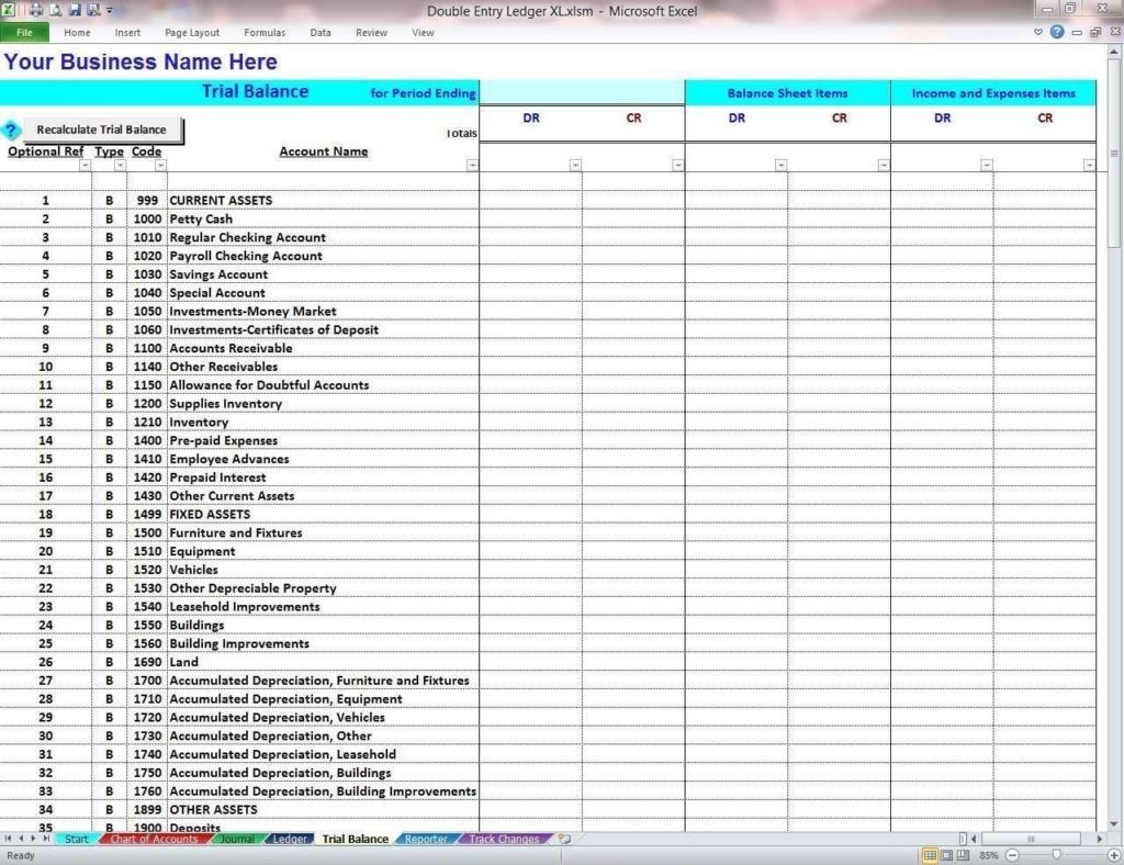 Double Entry Bookkeeping Spreadsheet inside Double Entry Accounting Spreadsheet Bookkeeping Excel Free Sample