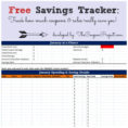 Downloadable Coupon Spreadsheet Inside Free Savings Tracker  Free Download
