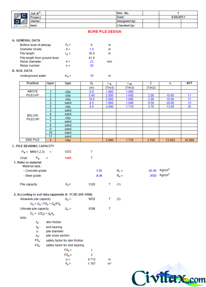 Drilled Shaft Design Spreadsheet — Db-excel.com