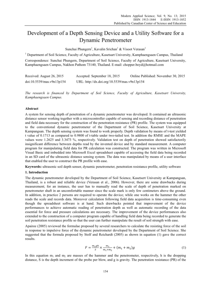 Dynamic Cone Penetrometer Excel Spreadsheet In Response To “Comments On 'simultaneous Measurement Of Soil