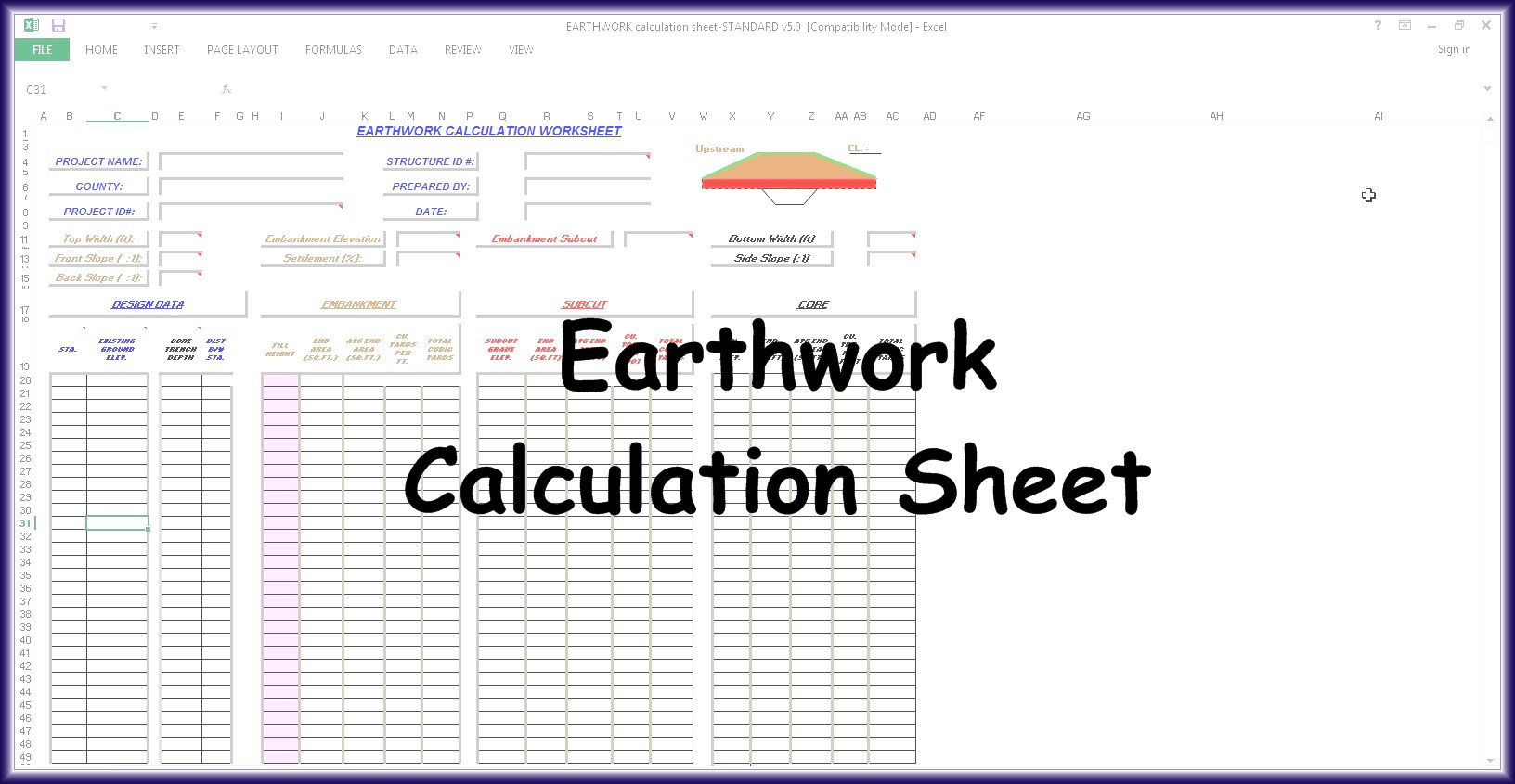 Earthwork Calculation Spreadsheet Regarding Earthwork Calculation Spreadsheet