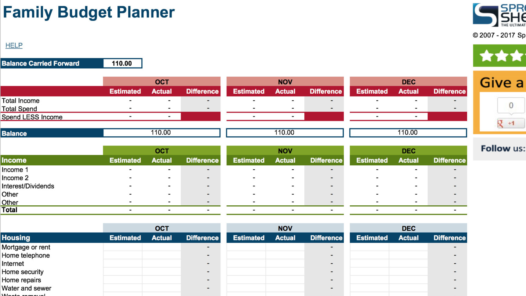 Easy Household Budget Spreadsheet Intended For 15 Easytouse Budget Templates  Gobankingrates