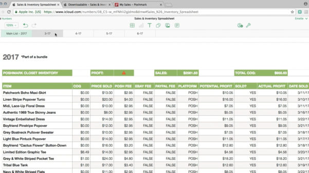 Ebay Selling Spreadsheet Template in Poshmark/ebay Sales Inventory Ebay Selling Spreadsheet Template in Poshmark/ebay Sales Inventory