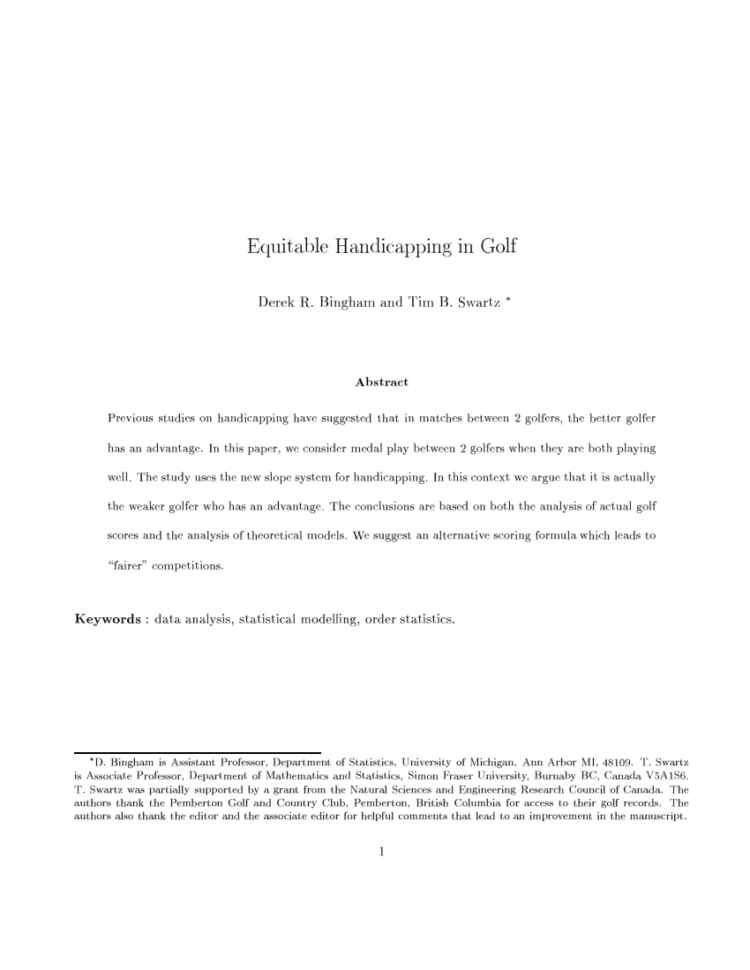 Eclectic Golf Spreadsheet Regarding Handicapping Net Bestball Team Matches In Golf  Request Pdf