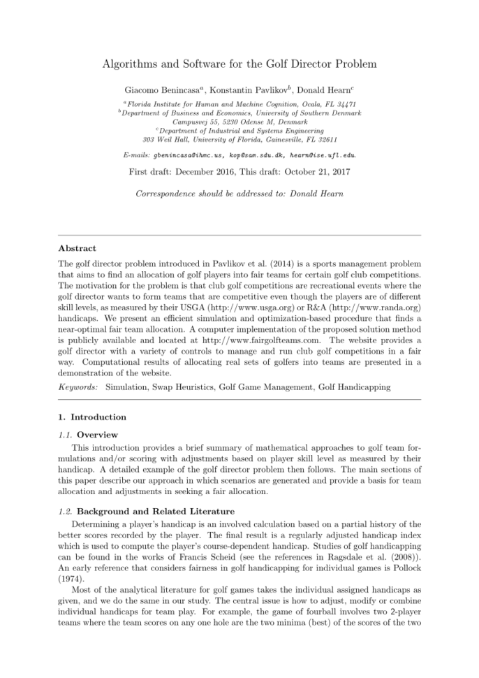 Eclectic Golf Spreadsheet With Regard To Handicapping Net Bestball Team Matches In Golf  Request Pdf