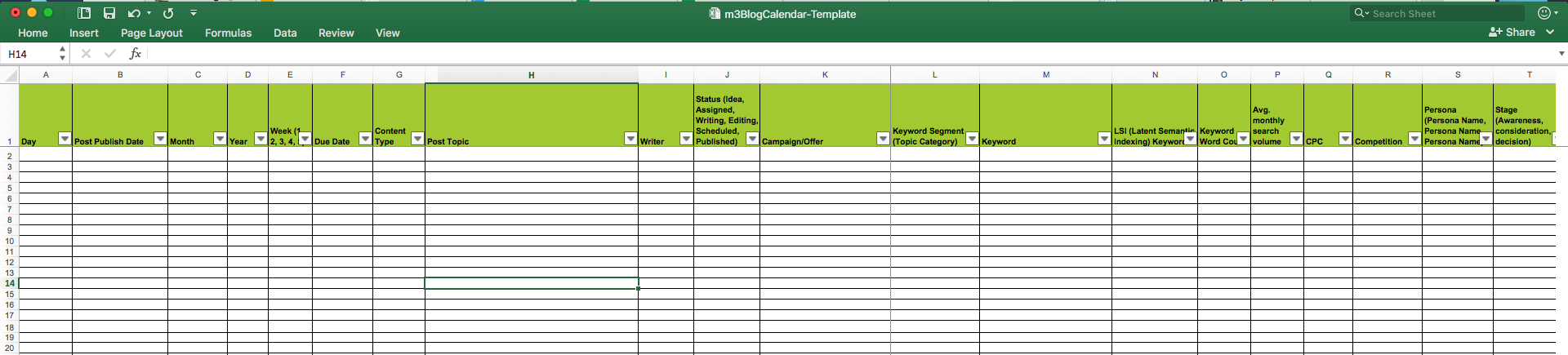 Editorial Calendar Spreadsheet Template In Editorial Calendar Templates For Content Marketing: The Ultimate List