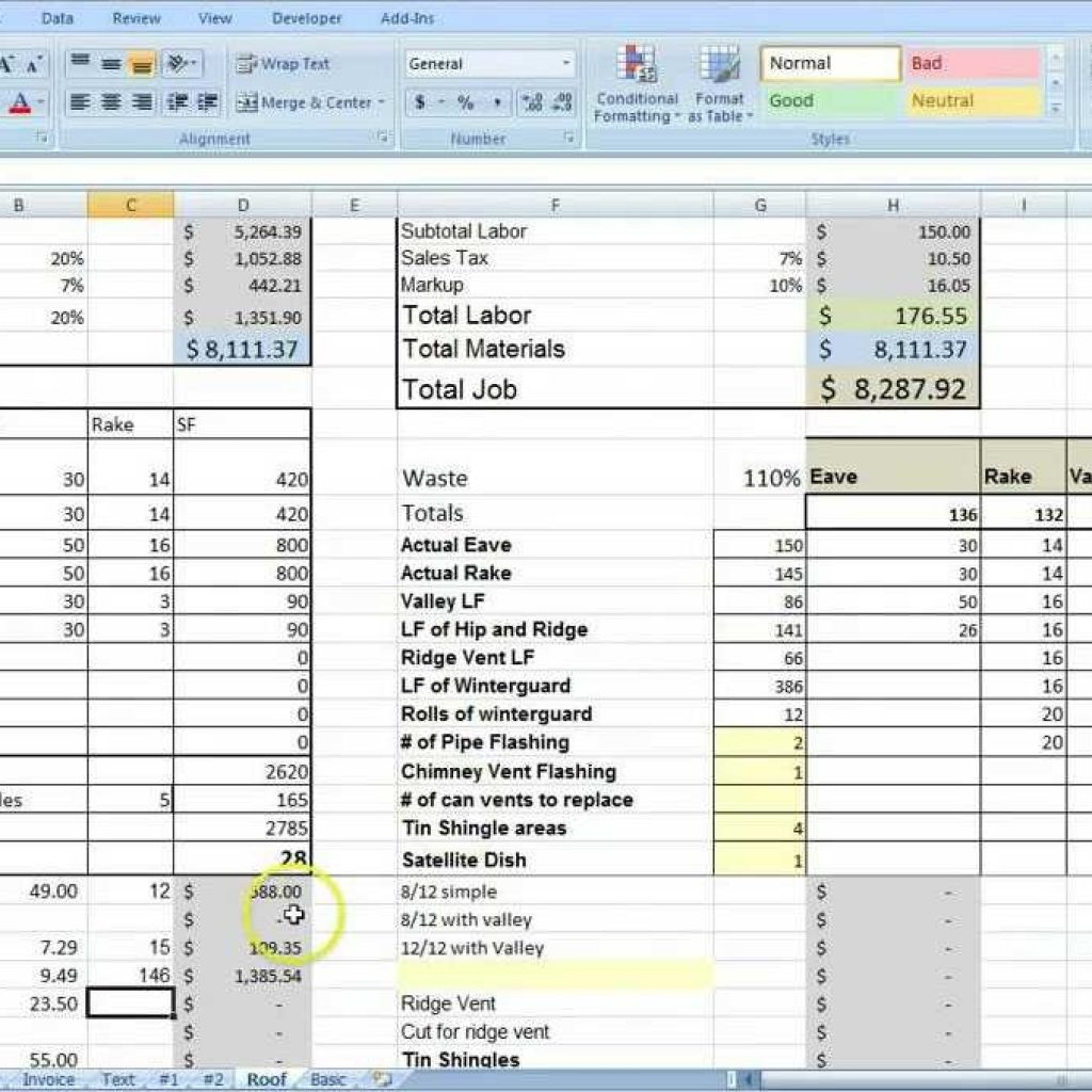 Electrical Estimating Excel Spreadsheet Intended For Estimating Sheet With Excel For The General Contractor In Electrical