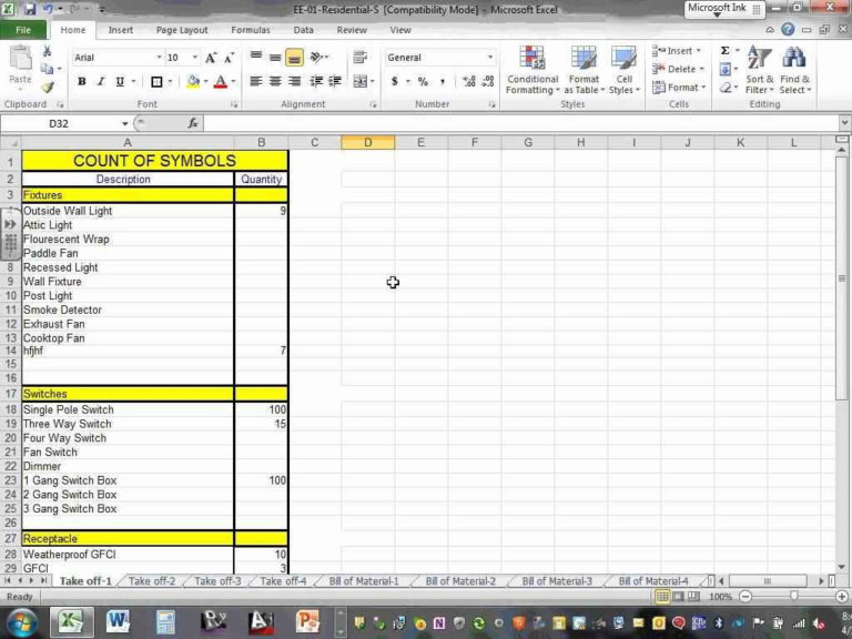 Electrical Estimating Spreadsheet Template for Free Electrical ...