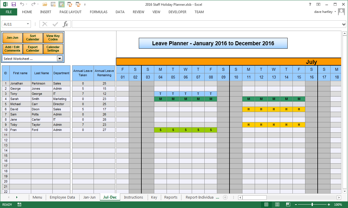 Employee Annual Leave Record Spreadsheet — db-excel.com