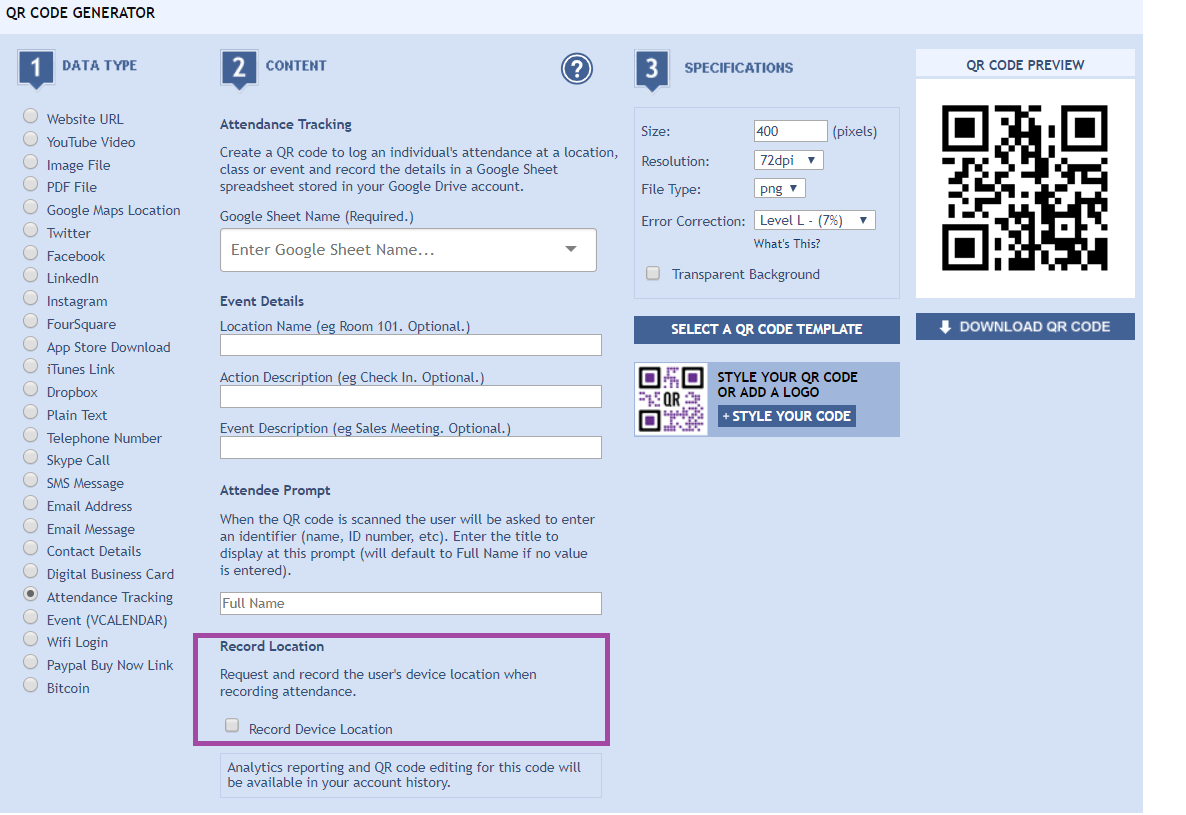 Employee Attendance Point System Spreadsheet Within Qr Codes For