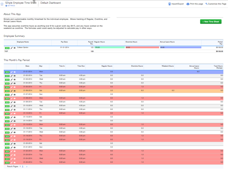 Employee Overtime Tracking Spreadsheet —
