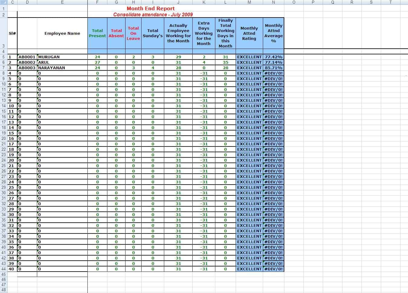 Employee Time Off Tracking Spreadsheet pertaining to Employee Time