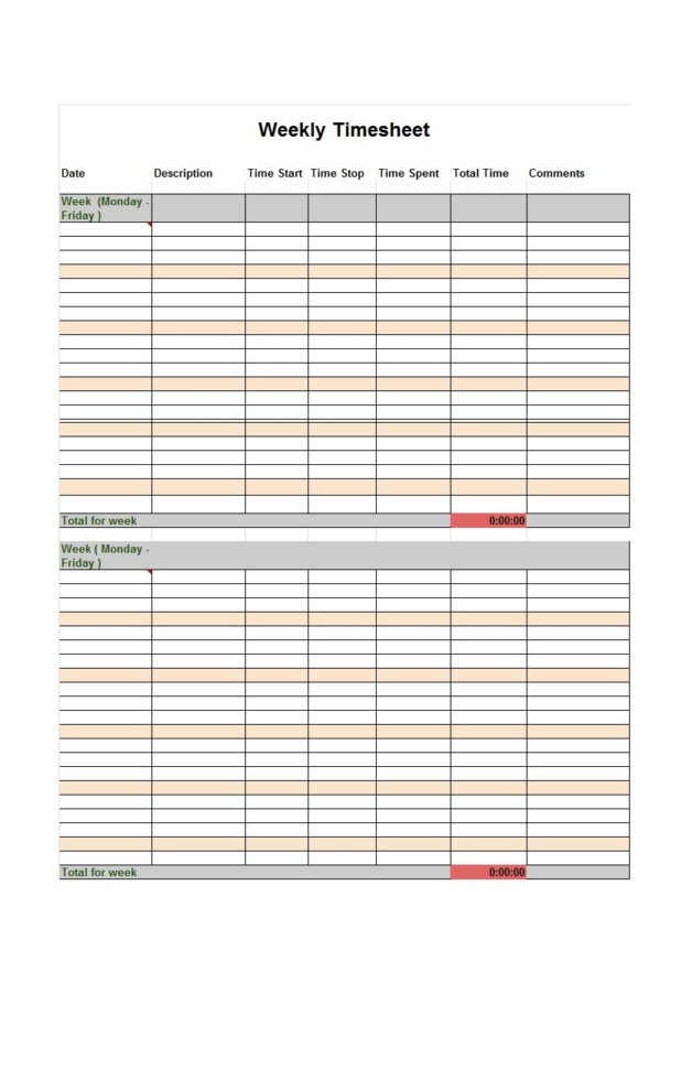 Employee Time Tracking Spreadsheet Free Throughout 40 Free Timesheet / Time Card Templates  Template Lab