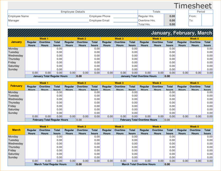 Employee Timesheet Template Excel Spreadsheet inside Multiple Employee ...