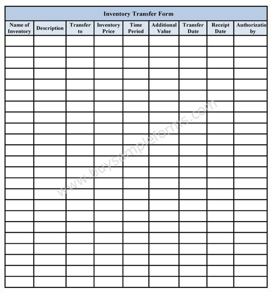 Estate Inventory Excel Spreadsheet Intended For Inventory Transfer Form Singular Templates Blank Pdf For Decedent's