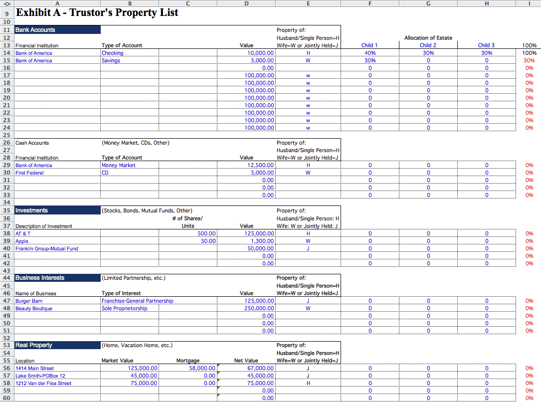 Estate Spreadsheet Throughout Estate Planning Spreadsheet Template Inventory Real Business