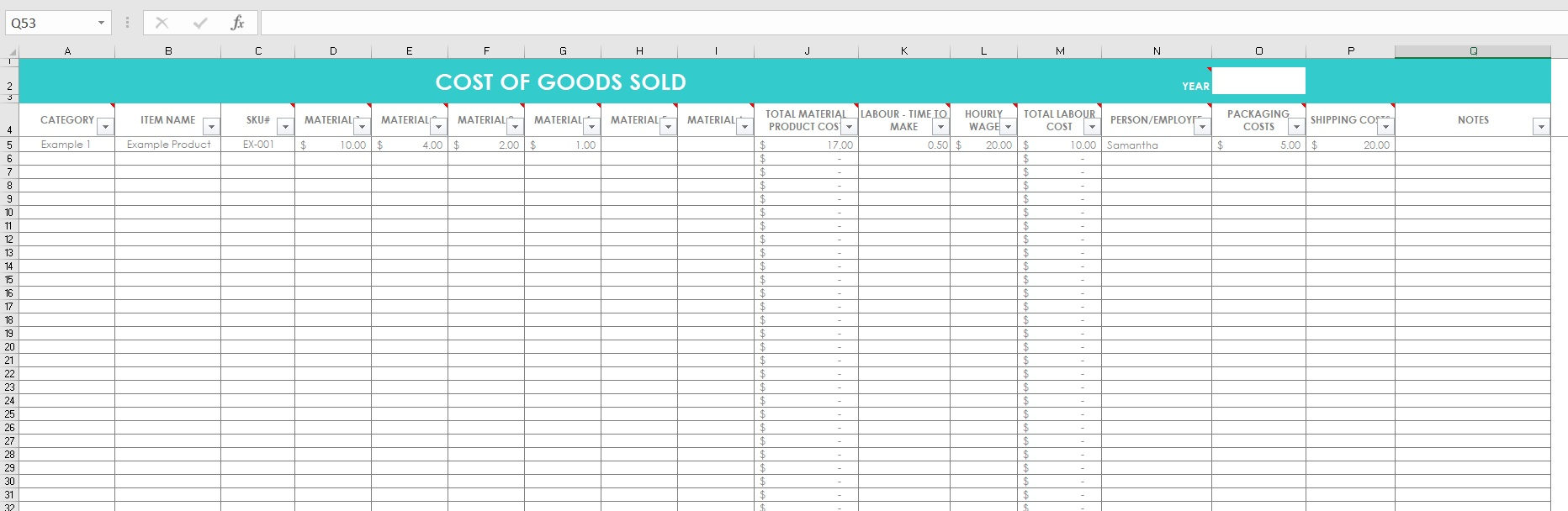 Etsy Pricing Spreadsheet Throughout Cost Of Goods Sold Inventory Spreadsheet Etsy Seller Tool Shop  Etsy