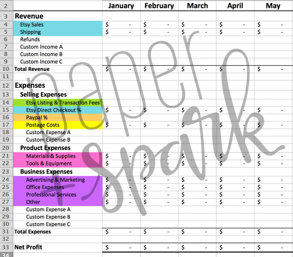 Etsy Spreadsheet With Etsy Seller Spreadsheet  Paper   Spark