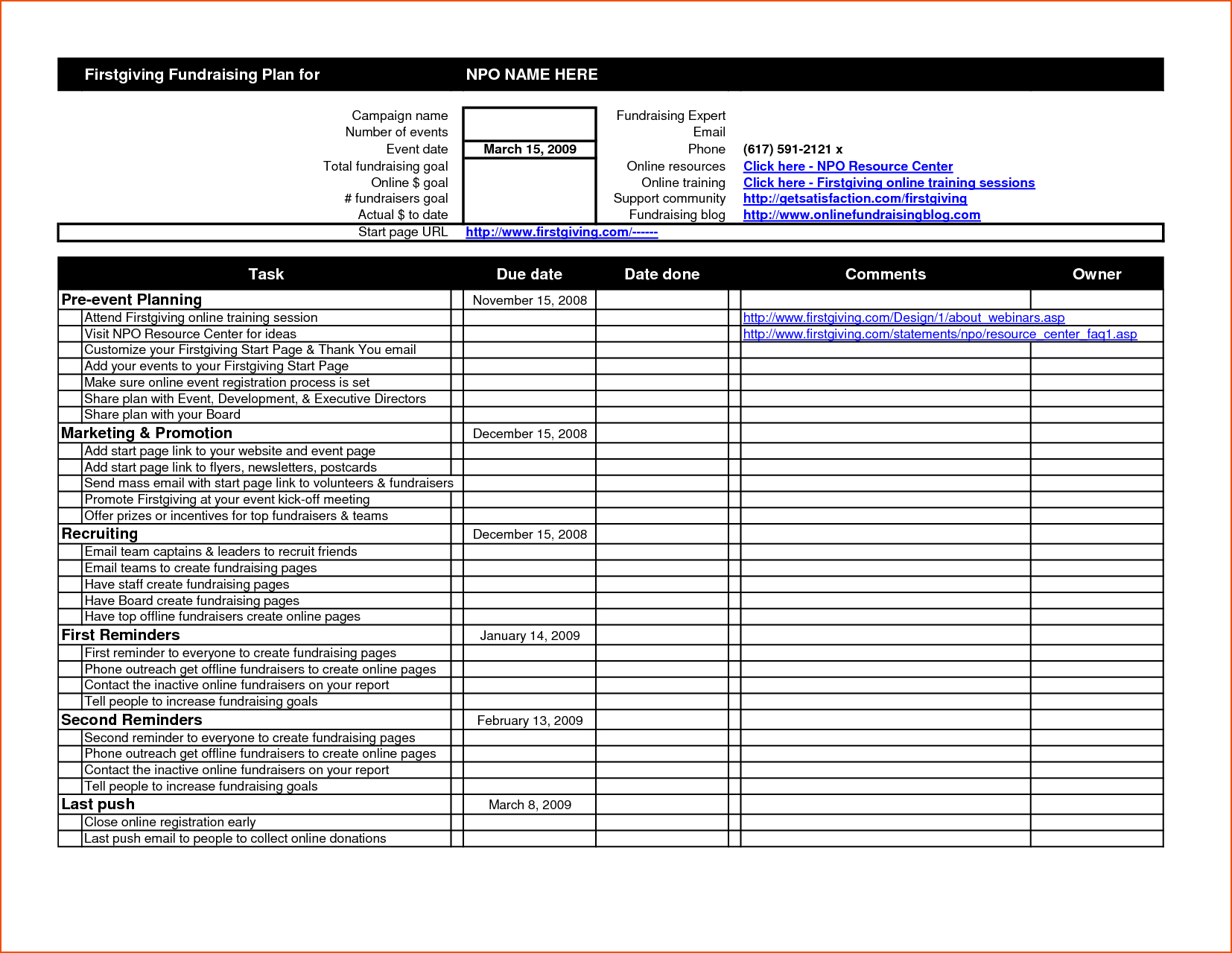 Event Planning Spreadsheet Excel Free — Db 5159