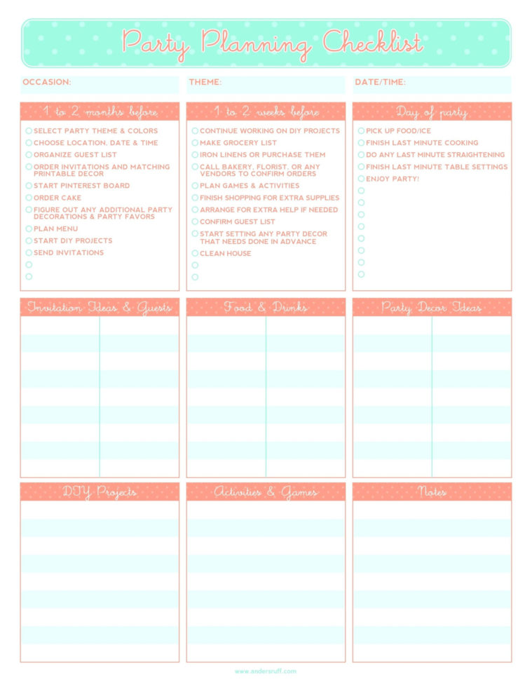 event planning tools templates