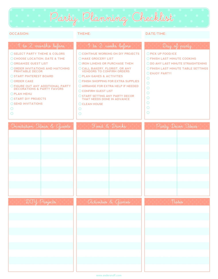 event planner template excel