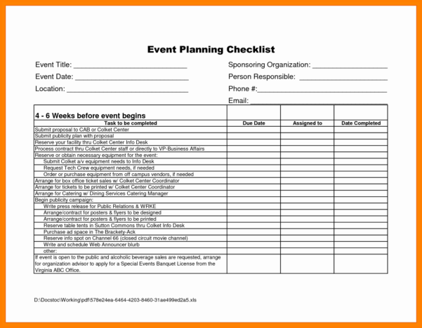 event planner template excel