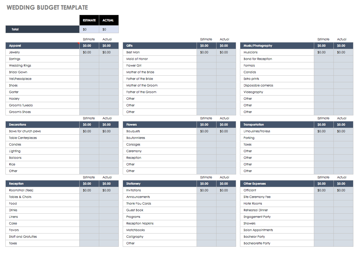 event planner budget template excel