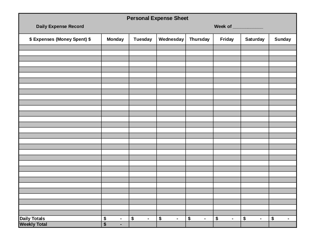 Example Of Spreadsheet For Expenses Intended For 9 Expense Sheet