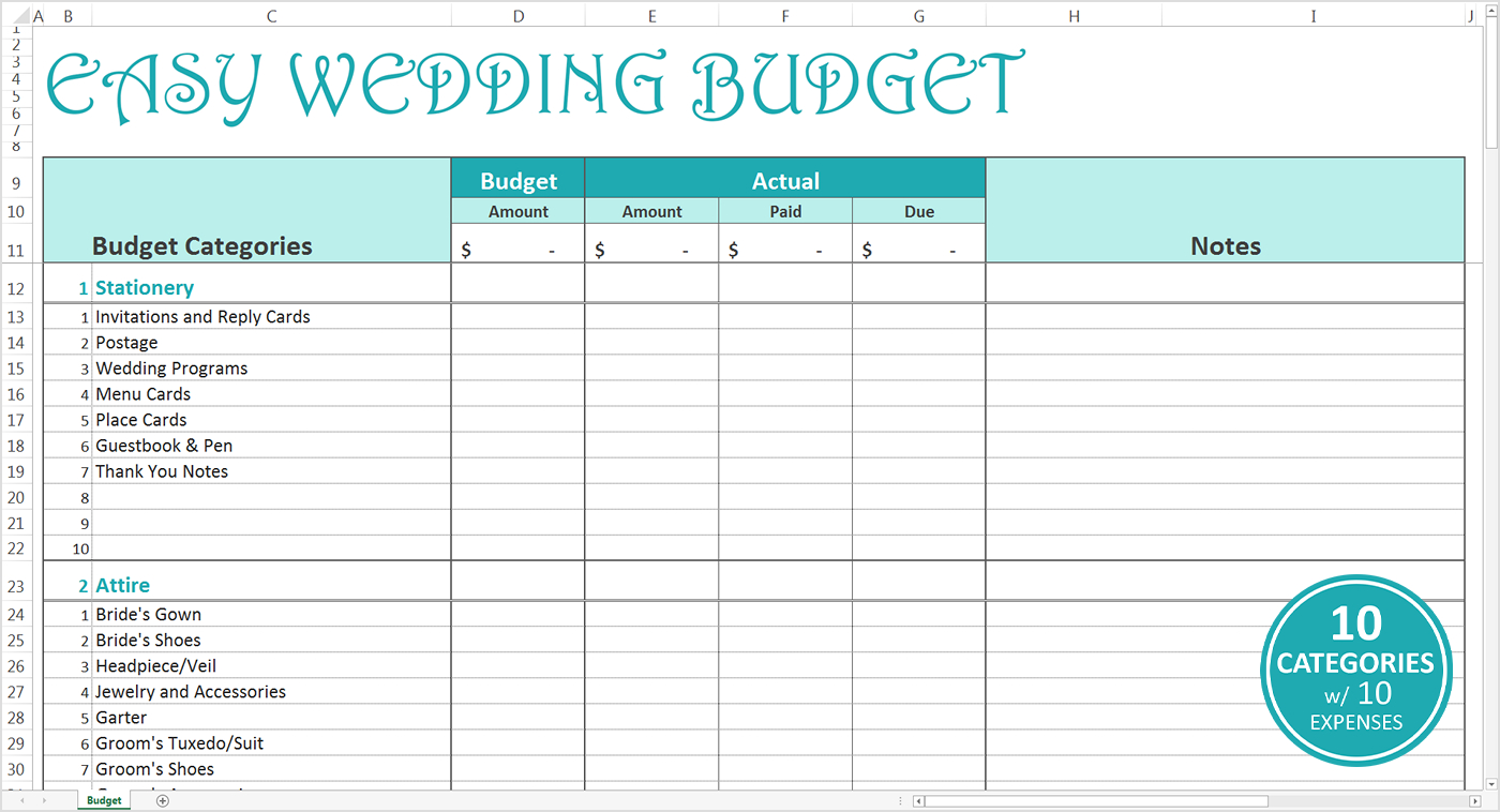 wedding savings budget plan template