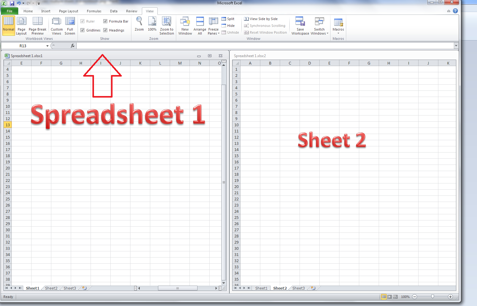 Excel 2010 Spreadsheet With How Do I View Two Excel Spreadsheets At A Time?  Libroediting