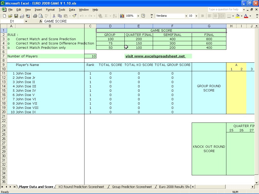 Excel Football Predictions Spreadsheet Throughout Euro 2008 Game Score Prediction – Excel Spreadsheet