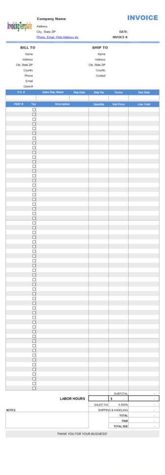 Excel Invoice Spreadsheet Regarding Multiplepage Excel Invoice Templates