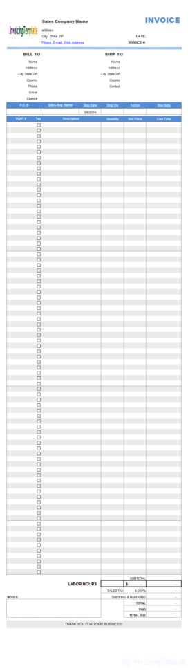 Excel Invoice Spreadsheet With Multiplepage Excel Invoice Templates