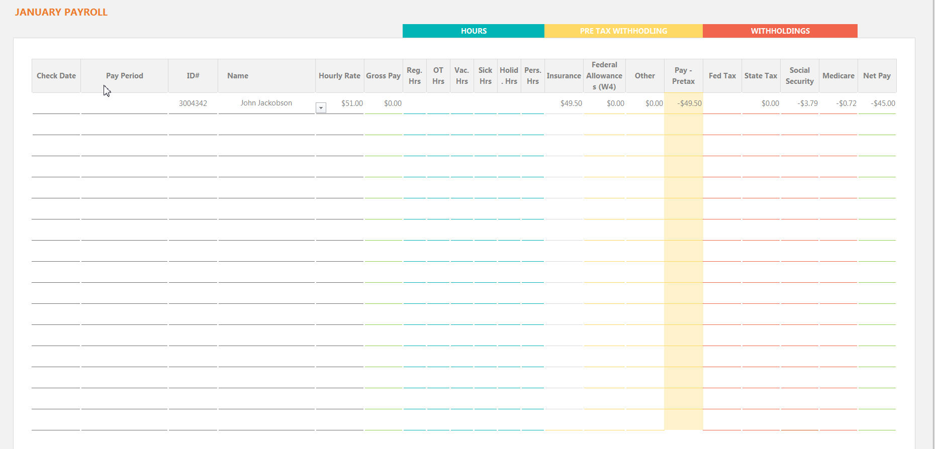 Excel Payroll Spreadsheet Intended For Payroll Register Spreadsheet