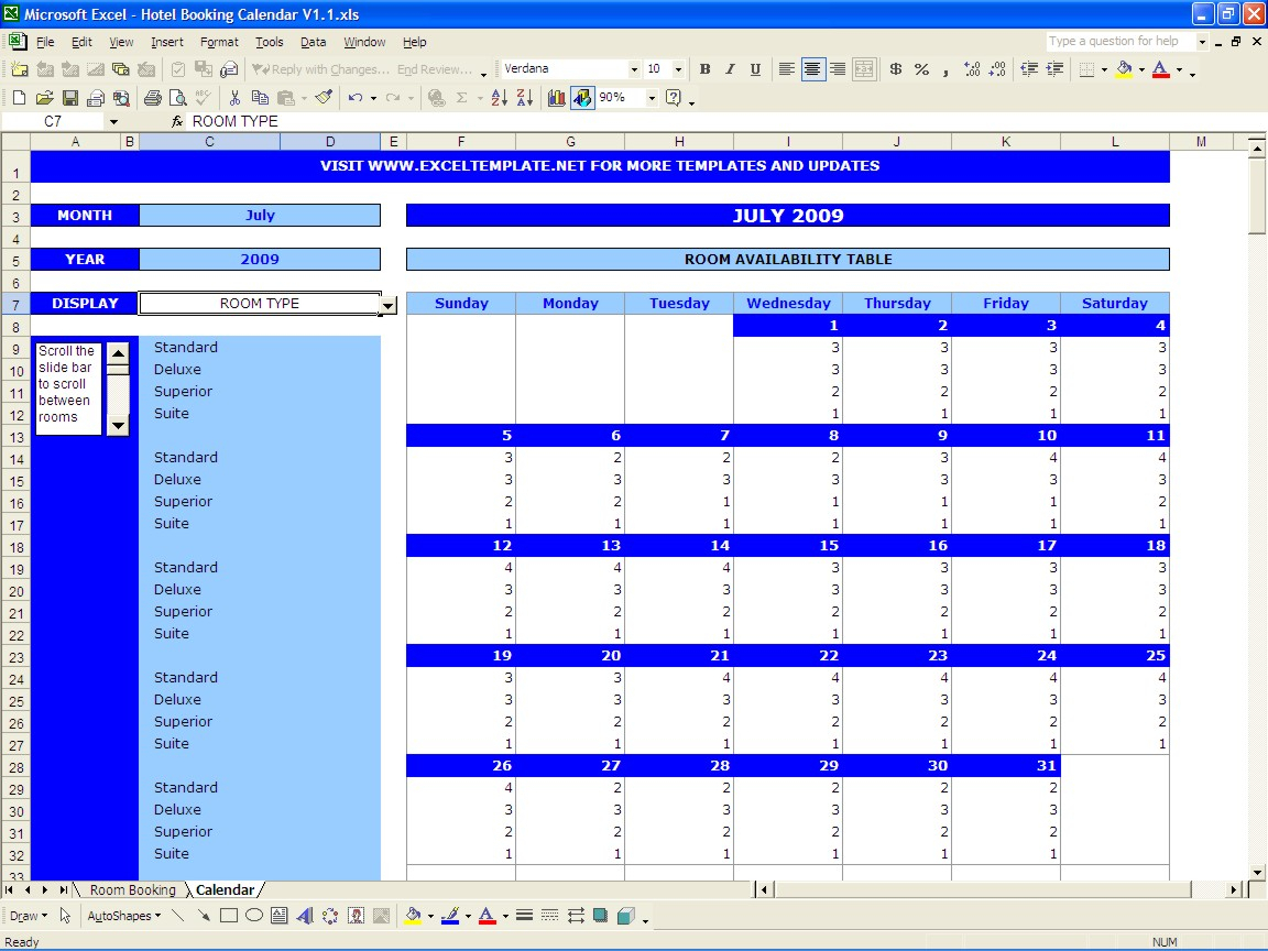 Excel Room Booking Spreadsheet For Booking Calendar  Excel Templates